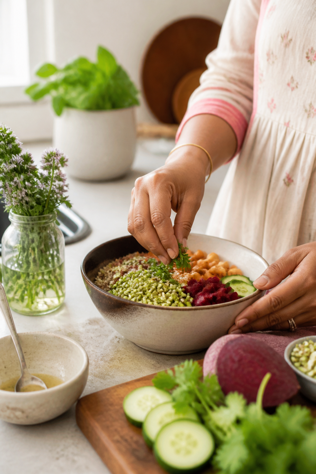 Preparing a colourful, balanced meal